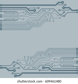 Vector flat circuit board illustration. Vector microchip background