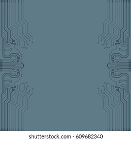 Vector flat circuit board illustration. Vector microchip background