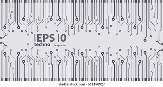 Vector flat circuit board illustration. Vector microchip background