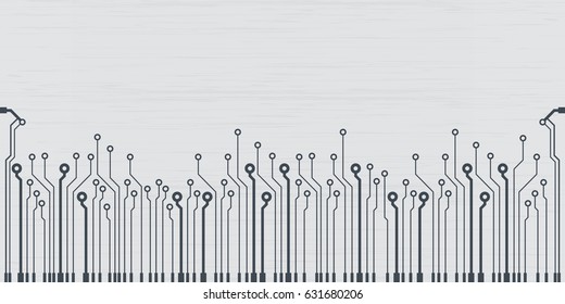 Vector flat circuit board illustration. Vector microchip background