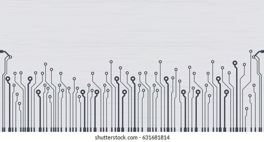 Vector flat circuit board illustration. Vector microchip background
