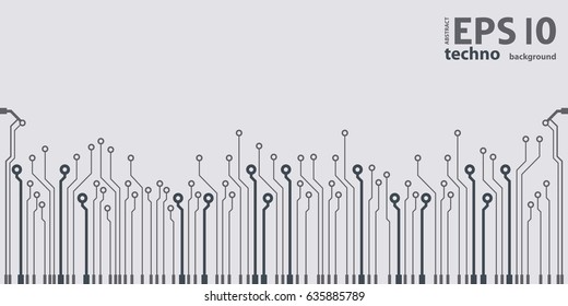 Vector flat circuit board illustration. Vector microchip background