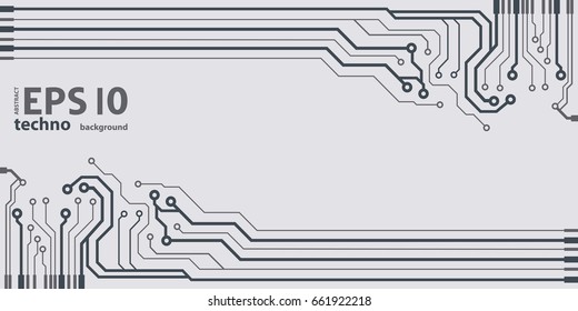 Vector flat circuit board illustration. Vector microchip background