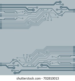 Vector flat circuit board illustration. Vector microchip background