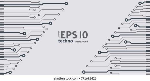 Vector flat circuit board illustration. Vector microchip background