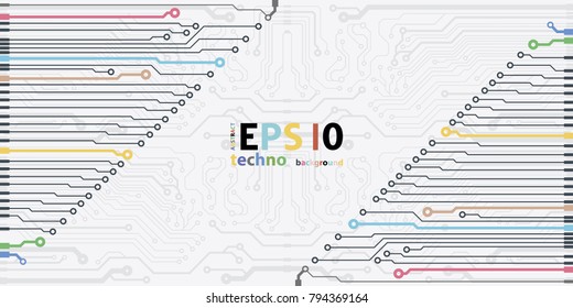 Vector flat circuit board illustration. Vector microchip background