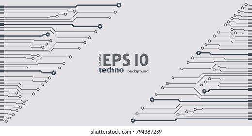 Vector flat circuit board illustration. Vector microchip background