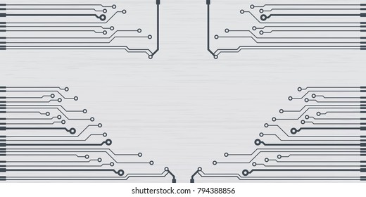 Vector flat circuit board illustration. Vector microchip background