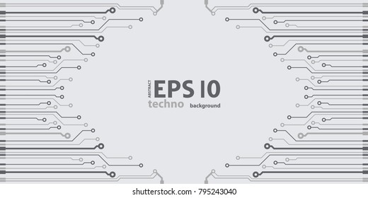 Vector flat circuit board illustration. Vector microchip background