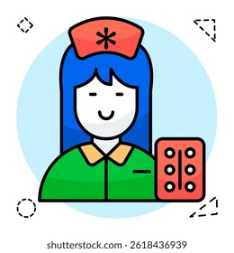 Vector flat circular design of nurse