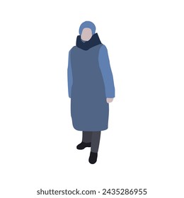 Infografía de la ciudad plana vectorial. Imagen gráfica plana de una niña en ropa de invierno