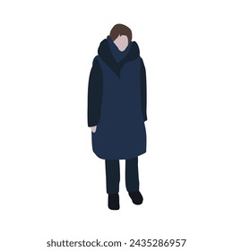 Vector flat city infographics. Flat graphic image of a girl in winter clothes