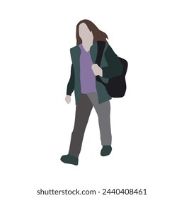 Vector flat city infographics. Flat graphic image of a girl in winter clothes