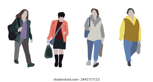 Vector flat city infographics. Flat graphic image of a girl in winter clothes