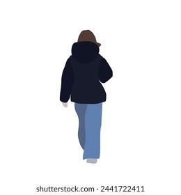 Vector flat city infographics. Flat graphic image of a girl in winter clothes