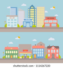 Vector flat city landscape for design and illustration