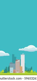 vector flat city skyline modern style vertical illustration. vector big city. real estate graphic banner concept