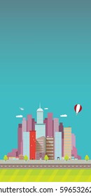 vector flat city skyline modern style vertical illustration. vector big city. real estate graphic banner concept