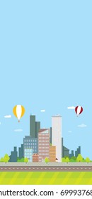 vector flat city skyline modern style vertical illustration. vector big city. real estate graphic banner concept