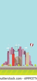 vector flat city skyline modern style vertical illustration. vector big city. real estate graphic banner concept