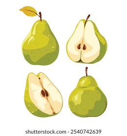 Vector flat clipart. Sweet pear in realistic style. Easy to change colors.