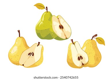 Vector Clipart plano. Dulce pera en estilo realista. Fácil de cambiar los colores.