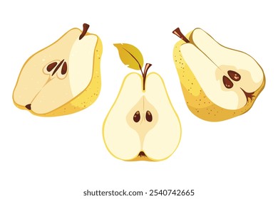 Vector flat clipart. Sweet pear in realistic style. Easy to change colors.