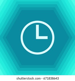 Vector flat clock icon on hexagonal background 