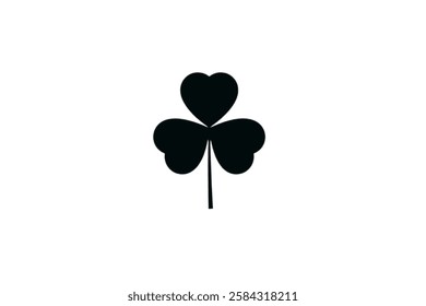 Vector flat clover shamrock isolated on green background Vector flat black Irish shamrock clover isolated on white background Black clover leaf icon. Vector illustration