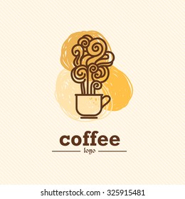 Vector flat coffee logo sample. Beautiful coffee brand template. Good for coffee and tea store, shop, also cafe and restaurant.