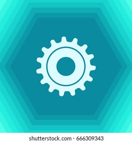Vector flat cogwheel icon on hexagonal background 