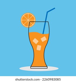 Vector flat cold orange cup on small shadow, fresh fruit juice for health. food and drink concept for graphic design artboard 4000x4000 pixel