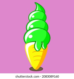 Vector flat collection of tasty sweet ice cream cone and eskimo - Sweet Lemon Ice Cream Cone