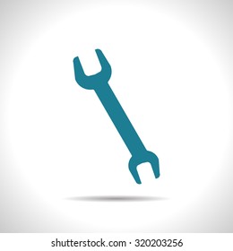 Vector flat color adjustable wrench icon  on white background 