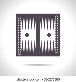 Vector flat color backgammon table with dices icon  on white background 