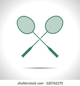 Vector flat color badminton icon  on white background 