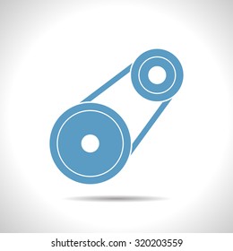Vector flat color belt drive icon  on white background 