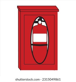 Vector flat color box fire extinguisher icon on white background