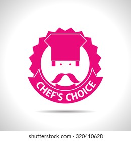 Vector flat color chef cook chois emblem icon  on white background 