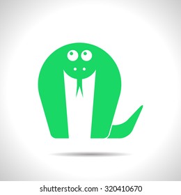 Vector flat color cobra icon  on white background 