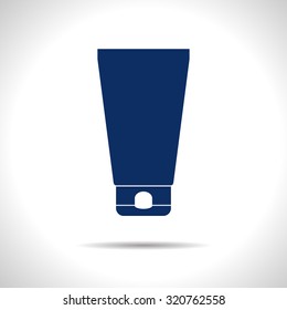 Vector flat color cosmetic cream bottle  on white background 