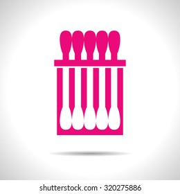 Vector flat color cotton swabs icon  on white background 