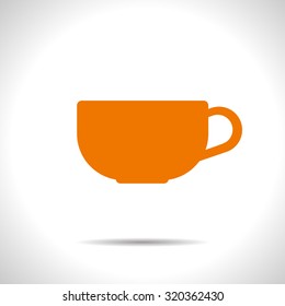 Vector flat color cup for tea or coffee icon  on white background 