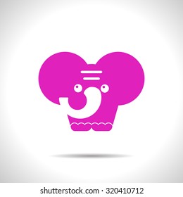 Vector flat color elephand icon  on white background 