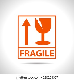 Vector flat color fragile icon  on white background 