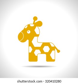 Vector flat color giraffe icon  on white background 