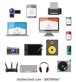 Vector flat color graphic gadgets icons