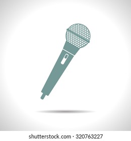 Vector flat color hand microphone icon  on white background 