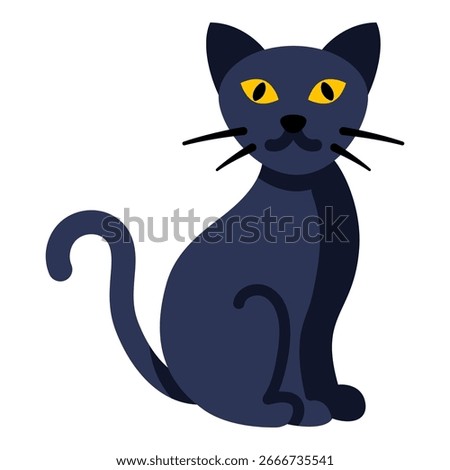 Vector Flat Color Icon - Black Cat
