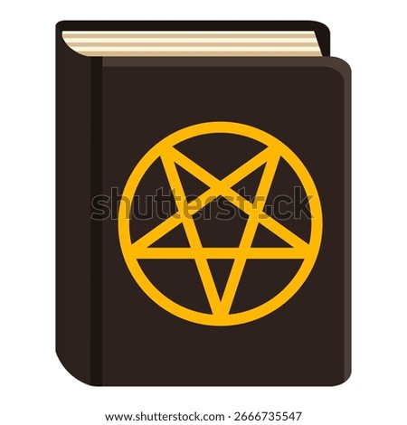 Vector Flat Color Icon - Black Magic Book with Spells
